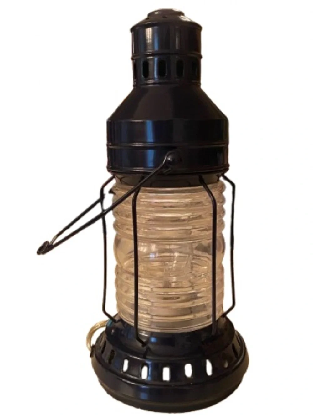 Pottery Barn Kids Electric Lantern Lamp Blue Metal Glass Nautical Coastal Works